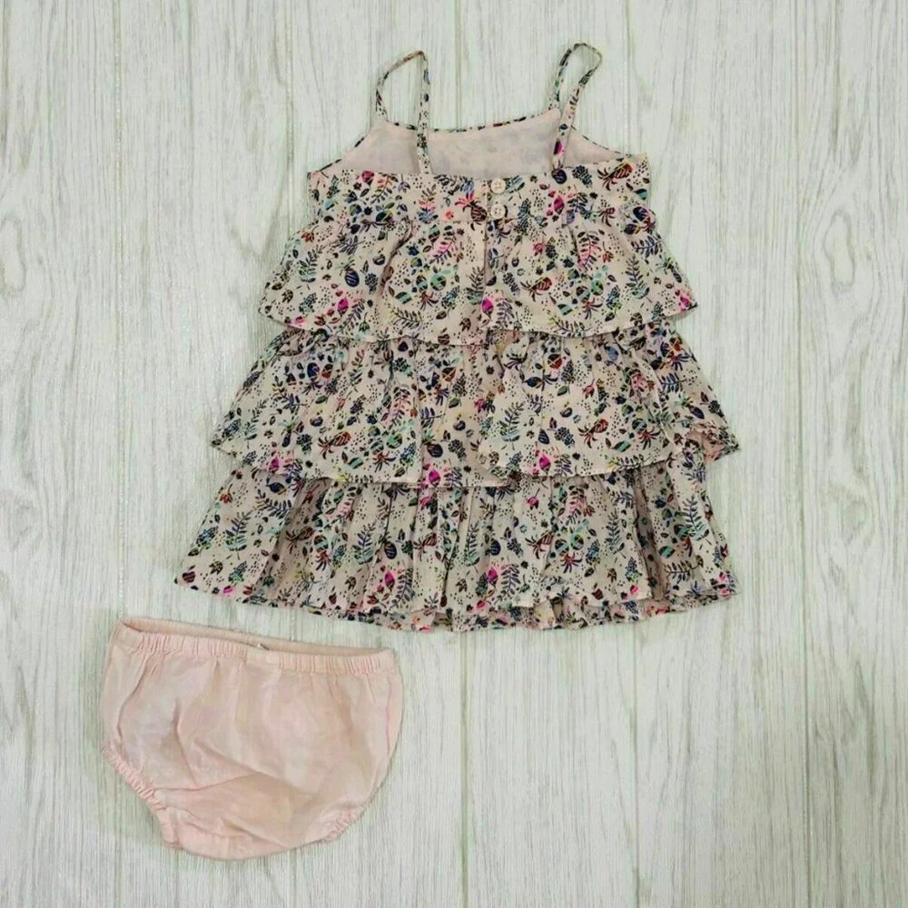 NEW Gap Baby 2 piece tiered Ruffled Floral Tank Dress with Diaper Cover Bloomers